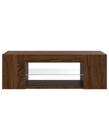 Mobile Porta TV con Luci LED Rovere Marrone 90x39x30 cm