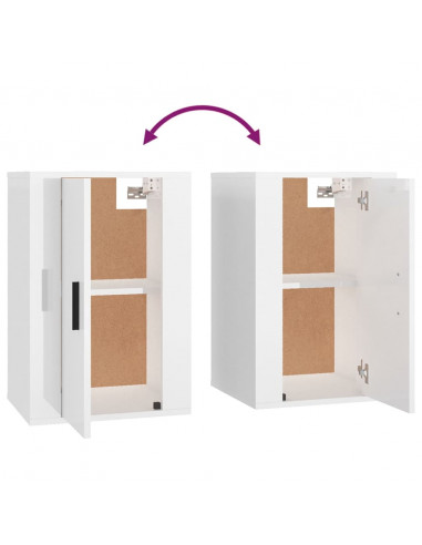 Mobili Porta TV a Parete 2 pz Bianco Lucido 40x34,5x60 cm