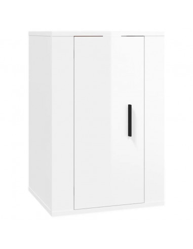 Mobile Porta TV a Parete Bianco Lucido 40x34,5x60 cm