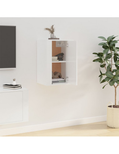 Mobile Porta TV a Parete Bianco Lucido 40x34,5x60 cm
