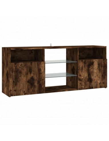 Mobile Porta TV con Luci LED Rovere Fumo 120x30x50 cm