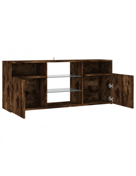 Mobile Porta TV con Luci LED Rovere Fumo 120x30x50 cm