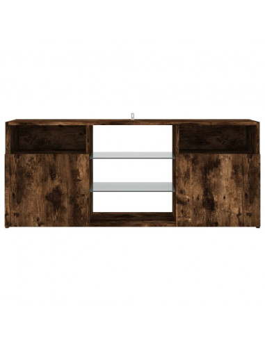 Mobile Porta TV con Luci LED Rovere Fumo 120x30x50 cm