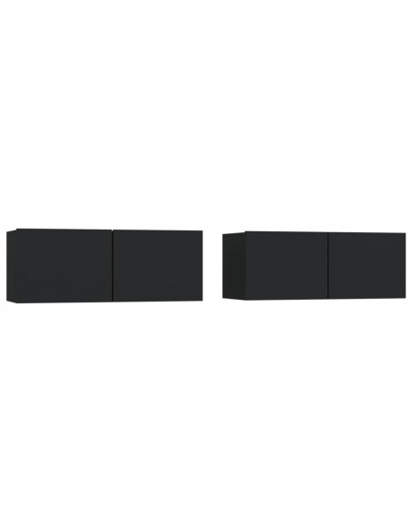 Mobili Porta TV 2 pz Neri 80x30x30 cm in Legno Multistrato