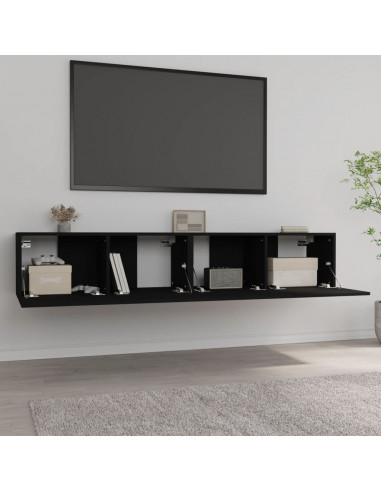 Mobili Porta TV 2 pz Neri 80x30x30 cm in Legno Multistrato