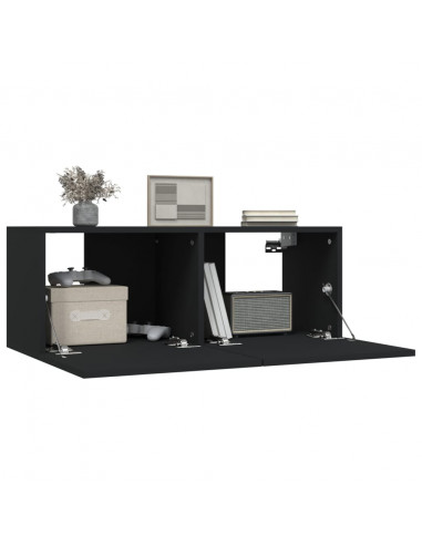 Mobili Porta TV 2 pz Neri 80x30x30 cm in Legno Multistrato