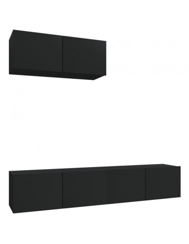 Set Mobili Porta TV 3 pz Nero in Legno Multistrato