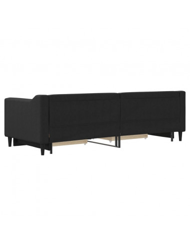Divano Letto Estraibile con Cassetti Nero 80x200 cm in Tessuto