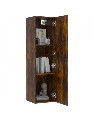 Mobile Porta TV a Parete Rovere Fumo 30,5x30x110 cm