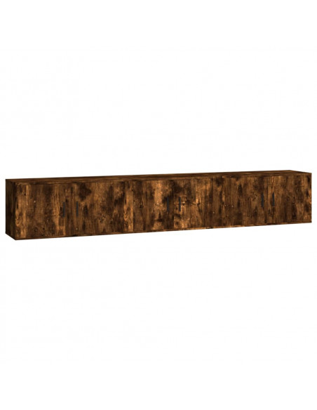 Mobili Porta TV a Parete 3 pz Rovere Fumo 80x34,5x40 cm