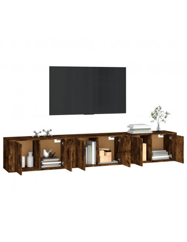 Mobili Porta TV a Parete 3 pz Rovere Fumo 80x34,5x40 cm