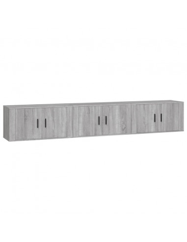 Mobili Porta TV a Parete 3 pz Grigio Sonoma 80x34,5x40 cm