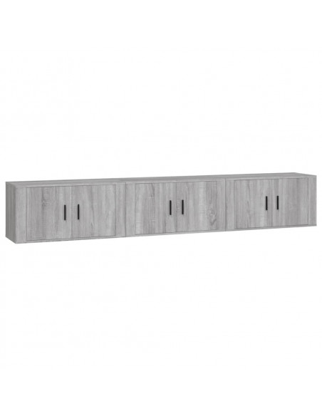 Mobili Porta TV a Parete 3 pz Grigio Sonoma 80x34,5x40 cm