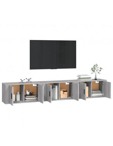 Mobili Porta TV a Parete 3 pz Grigio Sonoma 80x34,5x40 cm