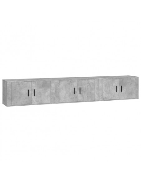 Mobili Porta TV a Parete 3 pz Grigio Cemento 80x34,5x40 cm