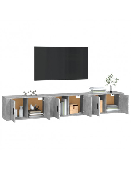 Mobili Porta TV a Parete 3 pz Grigio Cemento 80x34,5x40 cm