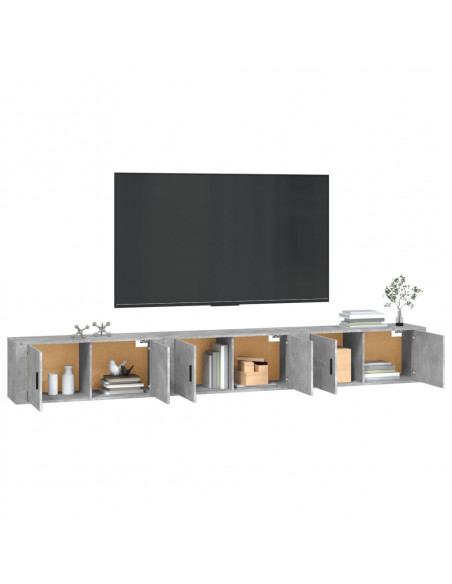 Mobili Porta TV a Parete 3 pz Grigio Cemento 100x34,5x40 cm