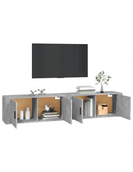 Mobili Porta TV a Parete 2 pz Grigio Cemento 100x34,5x40 cm