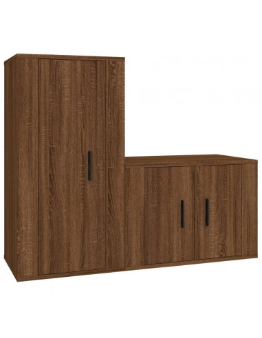 Set Mobili Porta TV 2 pz Rovere Marrone in Legno Multistrato