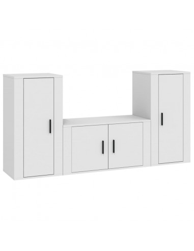 Set Mobili Porta TV 3 pz Bianco in Legno Multistrato