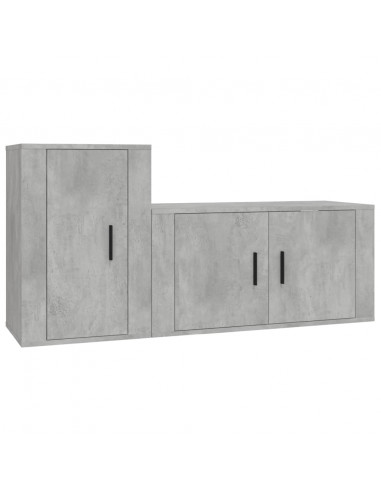 Set di Mobili Porta TV 2 pz Grigio Cemento in Legno Multistrato