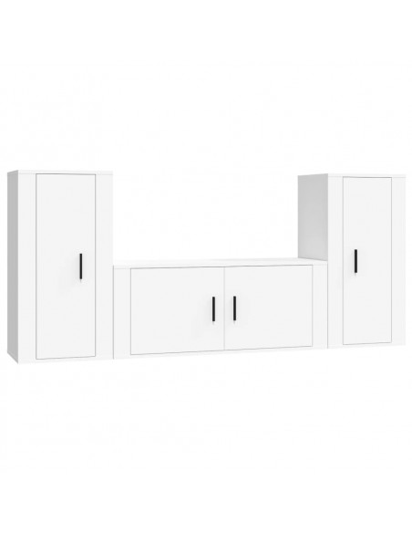 Set Mobili Porta TV 3 pz Bianco in Legno Multistrato