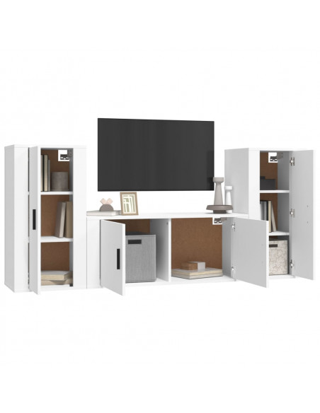 Set Mobili Porta TV 3 pz Bianco in Legno Multistrato