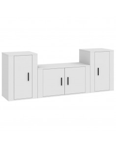 Set Mobili Porta TV 3 pz Bianco in Legno Multistrato 2