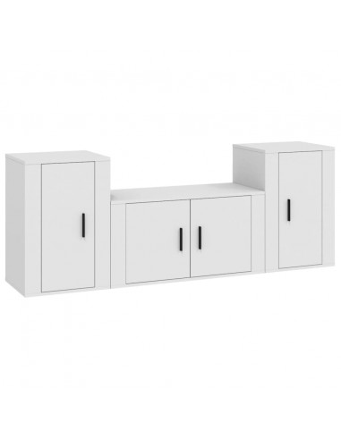 Set Mobili Porta TV 3 pz Bianco in Legno Multistrato