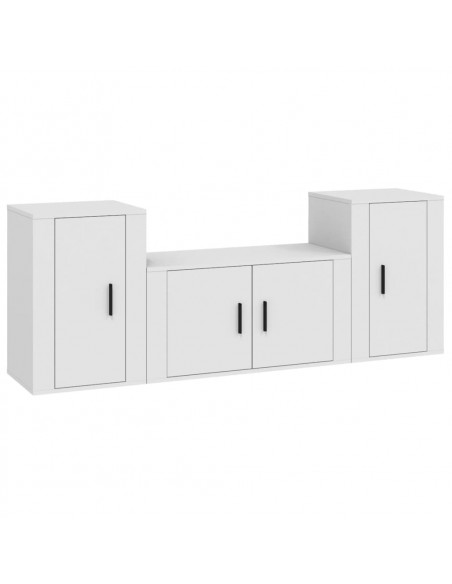 Set Mobili Porta TV 3 pz Bianco in Legno Multistrato