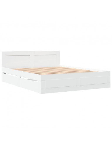 Giroletto con Testiera Bianco 160x200 cm in Legno Multistrato