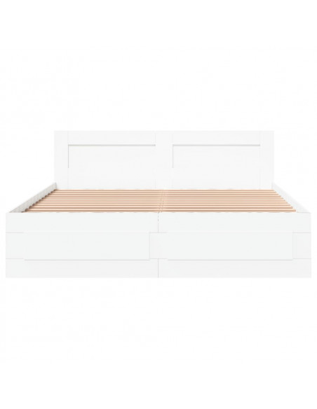 Giroletto con Testiera Bianco 160x200 cm in Legno Multistrato