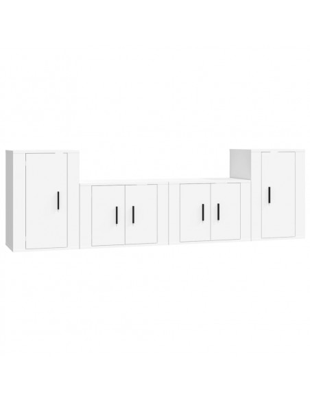Set di Mobili Porta TV 4 pz Bianco in Legno Multistrato