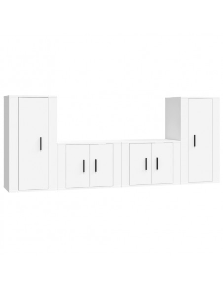 Set di Mobili Porta TV 4 pz Bianco in Legno Multistrato