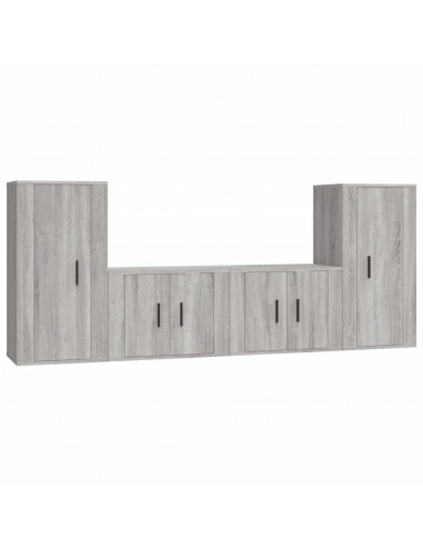 Set di Mobili Porta TV 4 pz Grigio Sonoma in Legno Multistrato