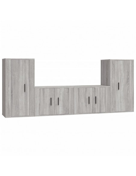 Set di Mobili Porta TV 4 pz Grigio Sonoma in Legno Multistrato