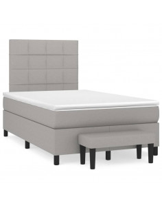 Giroletto a Molle con Materasso Grigio Chiaro 120x200cm Tessuto 2