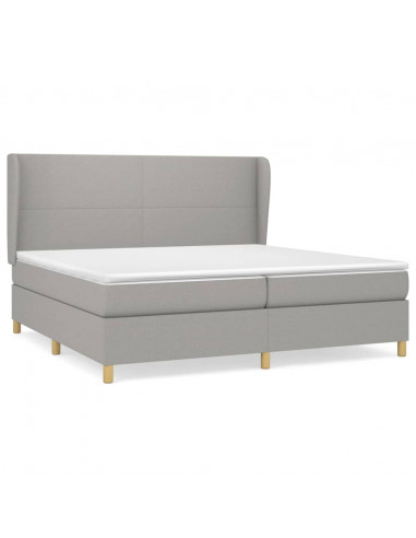 Giroletto a Molle con Materasso Grigio Chiaro 200x200cm Tessuto