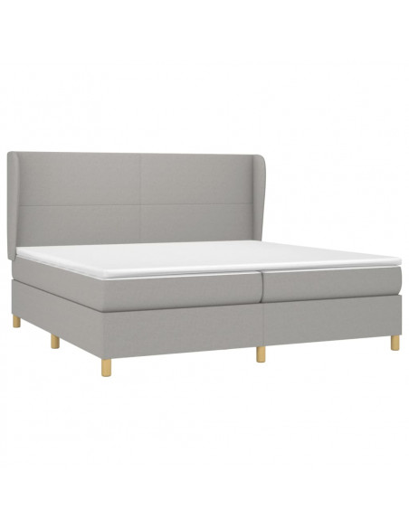 Giroletto a Molle con Materasso Grigio Chiaro 200x200cm Tessuto