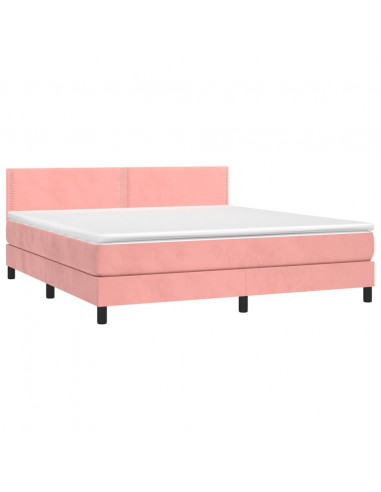 Letto a Molle con Materasso e LED Rosa 180x200 cm in Velluto