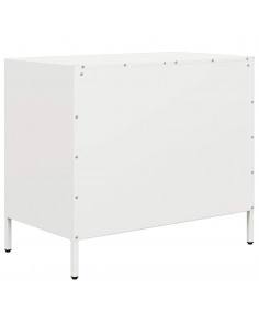 Credenza Bianca 68x39x58,5 cm in Acciaio Laminato a Freddo 2