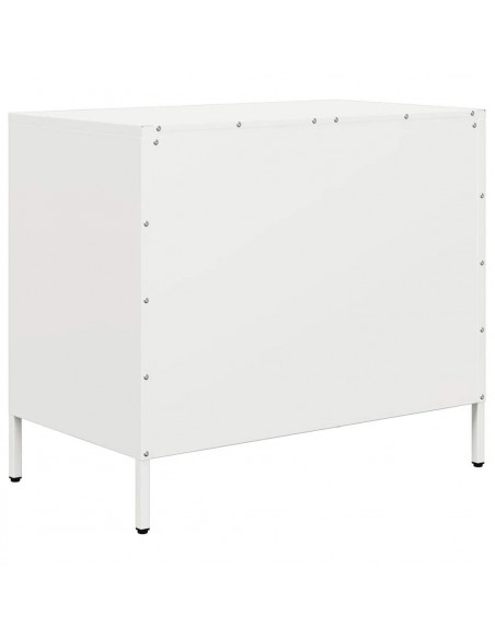 Credenza Bianca 68x39x58,5 cm in Acciaio Laminato a Freddo