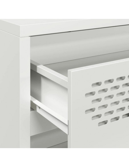 Credenza Bianca 68x39x58,5 cm in Acciaio Laminato a Freddo