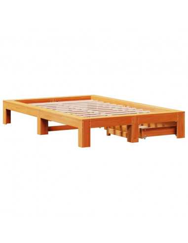 Giroletto senza Materasso Marrone Cera 135x190 cm Legno di Pino