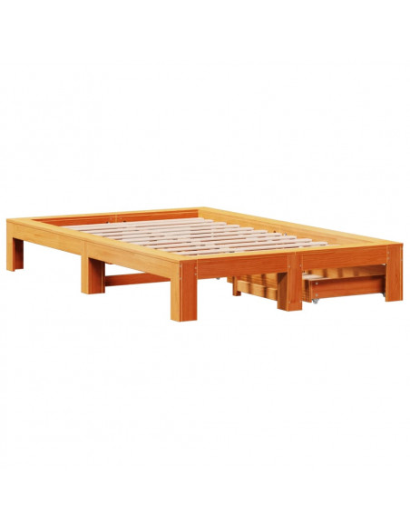 Giroletto senza Materasso Marrone Cera 135x190 cm Legno di Pino