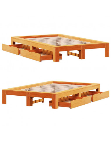 Giroletto senza Materasso Marrone Cera 135x190 cm Legno di Pino