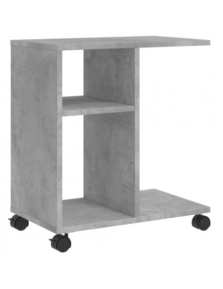 Tavolino con Ruote Grigio Cemento 50x30x55 cm Legno Multistrato