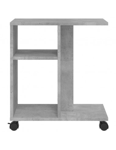 Tavolino con Ruote Grigio Cemento 50x30x55 cm Legno Multistrato