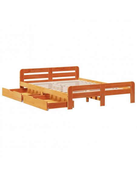 Giroletto senza Materasso Marrone Cera 140x200cm Massello Pino