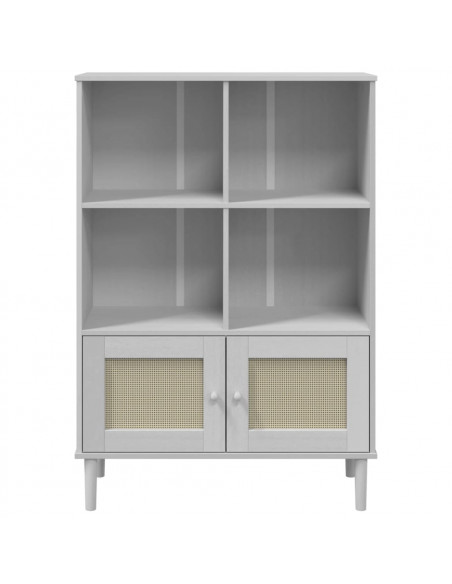 Credenza SENJA Aspetto Rattan Bianco 90x35x130 cm Massello Pino